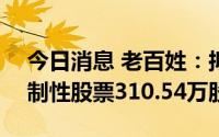 今日消息 老百姓：拟授予321名激励对象限制性股票310.54万股