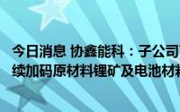 今日消息 协鑫能科：子公司了四川珩鑫对合伙企业增资，继续加码原材料锂矿及电池材料行业