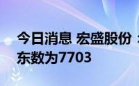 今日消息 宏盛股份：截至7月29日，公司股东数为7703