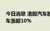 今日消息 港股汽车股盘中持续大涨，吉利汽车涨超10%