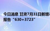 今日消息 甘肃7月31日新增本地“15+66”，本轮疫情累计报告“630+3723”