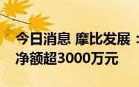 今日消息 摩比发展：预期上半年将录得亏损净额超3000万元