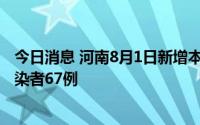 今日消息 河南8月1日新增本土确诊病例2例、本土无症状感染者67例