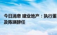 今日消息 建业地产：执行董事王俊辞任，非执行董事林明彦及陈瑛辞任