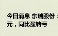 今日消息 东瑞股份：上半年亏损5909.36万元，同比盈转亏