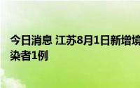 今日消息 江苏8月1日新增境外输入确诊病例4例、无症状感染者1例