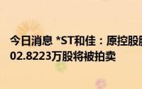 今日消息 *ST和佳：原控股股东郝镇熙、蔡孟珂合计所持1102.8223万股将被拍卖