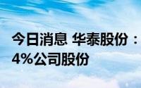今日消息 华泰股份：截至8月3日累计回购5.04%公司股份