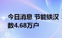 今日消息 节能铁汉：截至7月29日，股东户数4.68万户