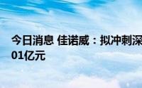 今日消息 佳诺威：拟冲刺深交所主板IPO上市，预计募资6.01亿元