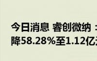 今日消息 睿创微纳：上半年归母净利润同比降58.28%至1.12亿元
