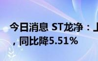 今日消息 ST龙净：上半年归母净利3.82亿元，同比降5.51%