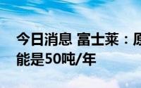 今日消息 富士莱：原料药硫辛酸目前设计产能是50吨/年