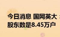 今日消息 国网英大：截至7月29日，公司的股东数是8.45万户