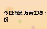 今日消息 万泰生物：拟以2亿元-4亿元回购股份