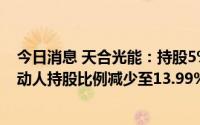 今日消息 天合光能：持股5%以上股东兴银资本及其一致行动人持股比例减少至13.99%