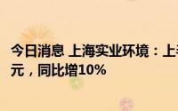 今日消息 上海实业环境：上半年集团股东应占净利润3.66亿元，同比增10%