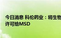 今日消息 科伦药业：将生物大分子肿瘤项目A及项目B独家许可给MSD