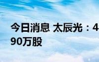 今日消息 太辰光：4名股东拟合计减持不超290万股