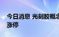 今日消息 光刻胶概念股继续走强，晶方科技涨停