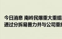 今日消息 南岭民爆重大重组事项遭问询：要求说明中国能建通过分拆易普力并与公司重组上市是否符合有关规定