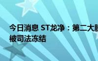 今日消息 ST龙净：第二大股东所持的全部7.89%公司股份被司法冻结