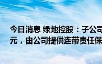 今日消息 绿地控股：子公司向公司两位股东分别借款15亿元，由公司提供连带责任保证担保