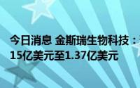 今日消息 金斯瑞生物科技：预期上半年录得经调整亏损约1.15亿美元至1.37亿美元