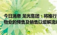 今日消息 龙光集团：将推行措施以加快开发中物业及已竣工物业的预售及销售以缓解流动性压力