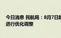 今日消息 民航局：8月7日起对国际定期客运航班熔断措施进行优化调整