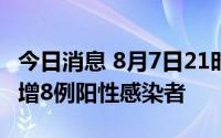 今日消息 8月7日21时至8日9时，浙江义乌新增8例阳性感染者