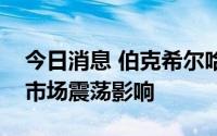 今日消息 伯克希尔哈撒韦公司收益下滑，受市场震荡影响