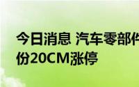 今日消息 汽车零部件板块持续走强，松原股份20CM涨停