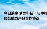 今日消息 梦网科技：与中移互联网短信小程序2.0终端解析服务能力产品合作协议