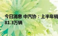 今日消息 中汽协：上半年销量前十的SUV生产企业共销售281.3万辆
