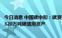 今日消息 中国碳中和：碳资产开发项目落实，目前已经持有320万吨碳信用资产