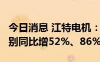 今日消息 江特电机：7月销售额、生产数量分别同比增52%、86%