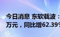 今日消息 东软载波：上半年归母净利5021.8万元，同比增62.39%