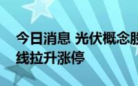 今日消息 光伏概念股开盘活跃，清源股份直线拉升涨停