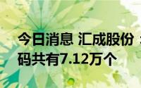 今日消息 汇成股份：科创板IPO网上中签号码共有7.12万个