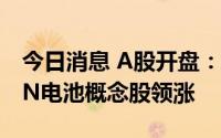 今日消息 A股开盘：指数小幅低开，TOPCON电池概念股领涨