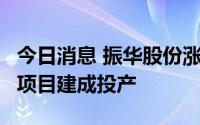 今日消息 振华股份涨超5%，三氯化铬生产线项目建成投产