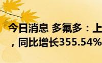 今日消息 多氟多：上半年归母净利14.03亿元，同比增长355.54%