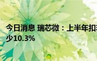 今日消息 瑞芯微：上半年扣非归母净利润1.96亿元，同比减少10.3%