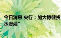 今日消息 央行：加大稳健货币政策实施力度，坚持不搞“大水漫灌”