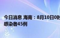 今日消息 海南：8月10日0时-12时，新增本土新冠病毒阳性感染者45例