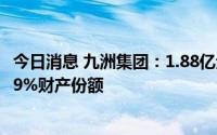 今日消息 九洲集团：1.88亿元回购控股的股权投资基金64.29%财产份额