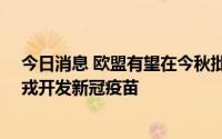 今日消息 欧盟有望在今秋批准辉瑞-BioNTech针对奥密克戎开发新冠疫苗