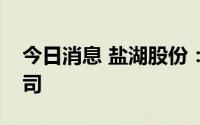 今日消息 盐湖股份：与黄河公司成立投资公司