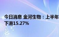 今日消息 金河生物：上半年归母净利润8669.19万元，同比下滑15.27%
